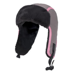 Kids Boys Girls Waterproof Fleece Lined Thermal Ski Trapper Hat - 5-10 Years, Pink / Grey