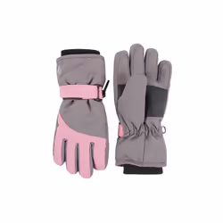 Kids Boys Girls Waterproof  Fleece Lined Winter Thermal Ski Gloves - 5-10 Years, Pink / Grey