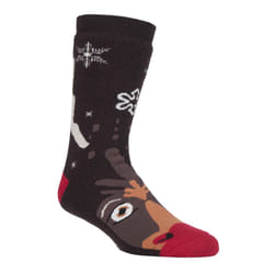 Mens Ladies Thermal Christmas Non Slip Slipper Socks with Grippers - 4-8 UK, Rudolph