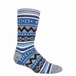 Mens Nordic Patterned Non Slip Thermal Slipper Socks with Grippers - 6-11 UK, Grey / Denim