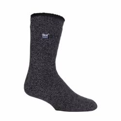 Mens Winter Merino Wool Thermal Socks with Reinforced Heel and Toe - 6-11 UK, Black