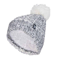 Ladies Fleece Lined Cuffed Thermal Winter Bobble Hat with Pom Pom - One Size, Black