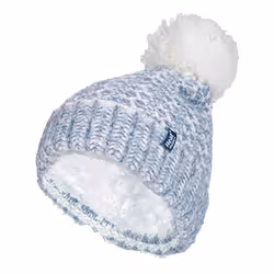 Ladies Fleece Lined Cuffed Thermal Winter Bobble Hat with Pom Pom - One Size, Denim