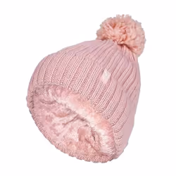 Ladies Ribbed Cuffed Thermal Insulated Winter Pom Pom Bobble Hat - One Size, Coral