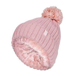Ladies Ribbed Cuffed Thermal Insulated Winter Pom Pom Bobble Hat - One Size, Coral