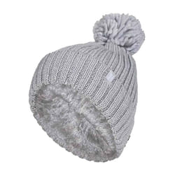 Ladies Ribbed Cuffed Thermal Insulated Winter Pom Pom Bobble Hat - One Size, Light Grey