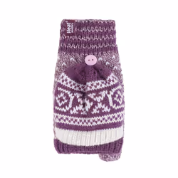 Ladies Warm Fairisle Patterned Thermal Fingerless Converter Gloves - One Size, Rose