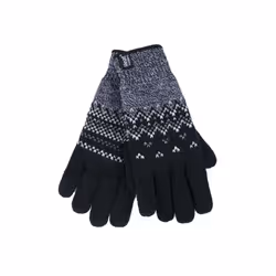 ) Heat Holders - Ladies Knit Winter Warm Fleece Lined Thermal Gloves - S-M, Black (Trondheim