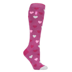 HEAT HOLDERS LITE - Ladies Thin Extra Long Thermal Socks - Pink Heart
