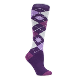 HEAT HOLDERS LITE - Ladies Thin Extra Long Thermal Socks - Purple Argyle