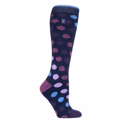 HEAT HOLDERS LITE - Ladies Thin Extra Long Thermal Socks - Navy Spot