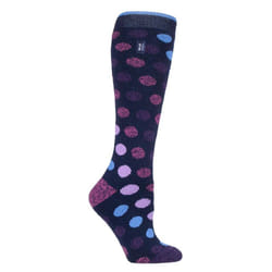 HEAT HOLDERS LITE - Ladies Thin Extra Long Thermal Socks - Navy Spot