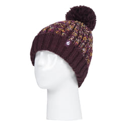 HEAT HOLDERS - Ladies Thermal Winter Bobble Hat with Large Pom Pom - Wine