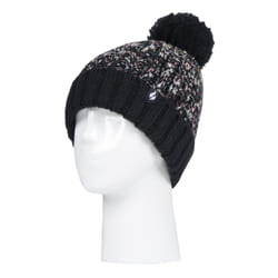 HEAT HOLDERS - Ladies Thermal Winter Bobble Hat with Large Pom Pom - Black