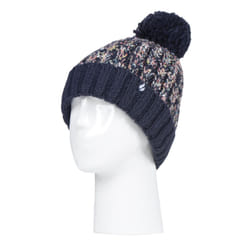 HEAT HOLDERS - Ladies Thermal Winter Bobble Hat with Large Pom Pom - Blue