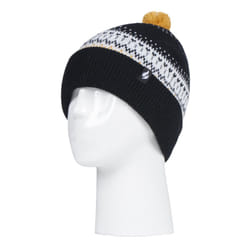 HEAT HOLDERS - Ladies / Womens Knitted Beanie Bobble Hat with Pom Pom - Black