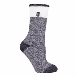 HEAT HOLDERS - Ladies 2.3 TOG Luxury Thick Thermal Socks for Winter - 4-8 UK, Snowdrop Black