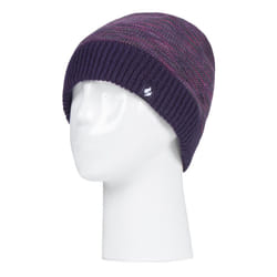 HEAT HOLDERS - Ladies Thermal Knitted Beanie Hat for Winter - Purple