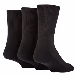 Extra Wide Bamboo Socks for Diabetics by IOMI | 3 Pack | 4 Colours - 6-8.5, Black