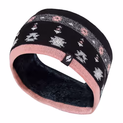 Heat Holders - Ladies Thick Winter Warm Fleece Lined Thermal Headband - Jaquard Black Coral