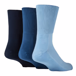 Extra Wide Bamboo Socks for Diabetics by IOMI | 3 Pack | 4 Colours - 12-14, Blue
