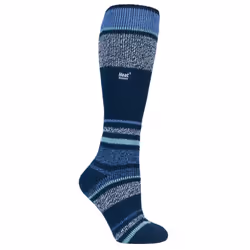 Heat Holders - Ladies Winter Striped Knee High Thermal Ski Socks - Indigo Stripe