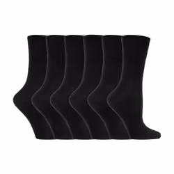 Ladies 6 pack non elastic diabetic socks with hand linked toe seams - 4-8 UK, Black