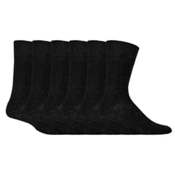 Mens 6 pack non elastic diabetic socks with hand linked toe seams - 6-11 UK, Black