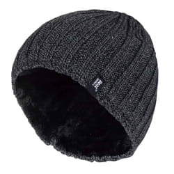 Heat Holders - Men's Fleece lined Ribbed knitted winter hat 3.4 tog - One Size, Grey