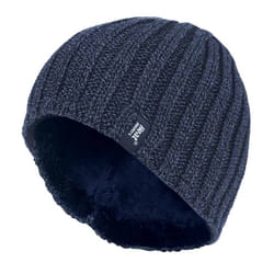 Heat Holders - Men's Fleece lined Ribbed knitted winter hat 3.4 tog - One Size, Navy