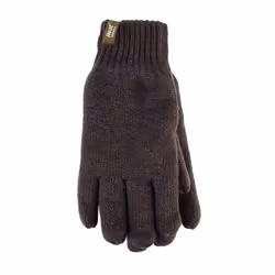 Heat Holders - Mens Patterned Knitted Fleece Lined Thermal Gloves - S-M, Khaki Green