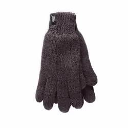 Heat Holders - Mens Patterned Knitted Fleece Lined Thermal Gloves - S-M, Grey