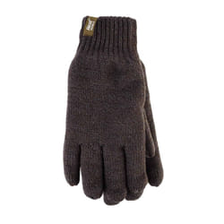 Heat Holders - Mens Patterned Knitted Fleece Lined Thermal Gloves - L-XL, Khaki Green