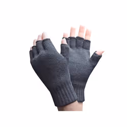 Mens Winter Warm 3.2 TOG Fleece Lined Insulated Fingerless Gloves - One Size, Grey