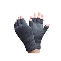 Mens Winter Warm 3.2 TOG Fleece Lined Insulated Fingerless Gloves - One Size, Grey