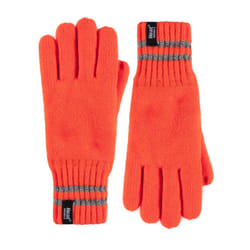 Heat Holders - Mens hi-vis reflective outdoor thermal knitted Gloves - L/XL, Hi Vis Orange
