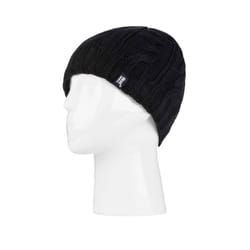 Women's Thermal Fleece Lined Cable Knit Winter Hat 3.4 tog - One Size - One Size, Black