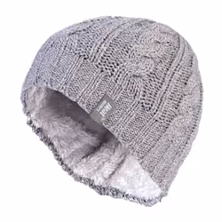 Women's Thermal Fleece Lined Cable Knit Winter Hat 3.4 tog - One Size - One Size, Light Grey