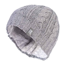 Women's Thermal Fleece Lined Cable Knit Winter Hat 3.4 tog - One Size - One Size, Light Grey