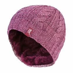 Women's Thermal Fleece Lined Cable Knit Winter Hat 3.4 tog - One Size - One Size, Rose