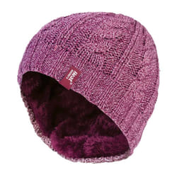 Women's Thermal Fleece Lined Cable Knit Winter Hat 3.4 tog - One Size - One Size, Rose