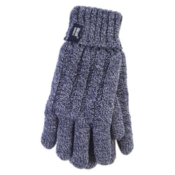 Heat Holders - Ladies Knit Winter Warm Fleece Lined Thermal Gloves - M-L, Blue