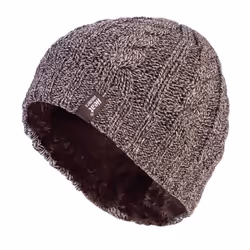 Women's Thermal Fleece Lined Cable Knit Winter Hat 3.4 tog - One Size - One Size, Fawn