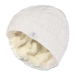 Women's Thermal Fleece Lined Cable Knit Winter Hat 3.4 tog - One Size - One Size, Cream