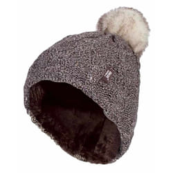 Heat Holders - Ladies Knit Fleece Lined Thermal Bobble Hat with Pom Pom - One Size, Fawn