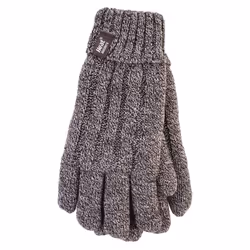Heat Holders - Ladies Knit Winter Warm Fleece Lined Thermal Gloves - S-M, Fawn