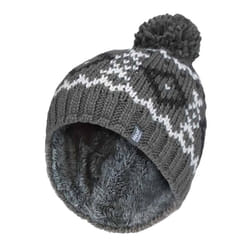 Mens Fleece Lined Thermal Winter Warm Beanie Bobble Hat with Pom Pom - One Size, Grey