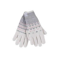 ) Heat Holders - Ladies Knit Winter Warm Fleece Lined Thermal Gloves - M-L, Cream (Trondheim