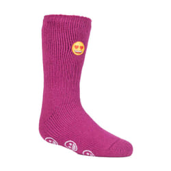 Heat Holders - Childrens Character Themed Non Slip 2.3 Tog Thermal Slipper Socks - 9-12 UK, Emoji Heart Face