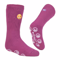 Heat Holders - Childrens Character Themed Non Slip 2.3 Tog Thermal Slipper Socks - 9-12 UK, Emoji Heart Face